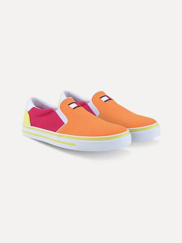 Baskets Tommy Hilfiger Colorblock Slip-On Femme Orange Multicolore | FR_W21628