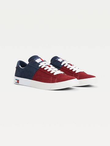 Baskets Tommy Hilfiger Colorblock suede Homme Rouge Bleu | FR_M31613