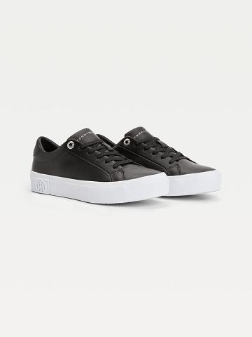 Baskets Tommy Hilfiger Cuir Creeper Femme Noir | FR_W21632