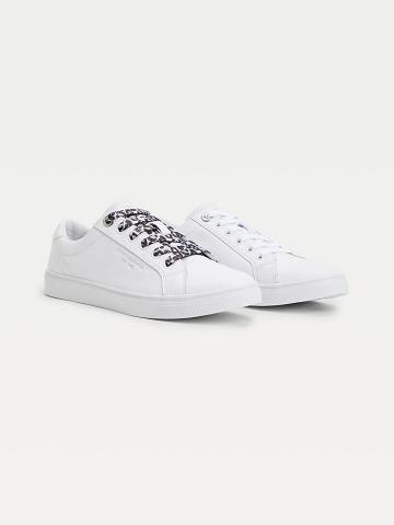 Baskets Tommy Hilfiger Cuir With Leopard Print Laces Femme Blanche | FR_W21634