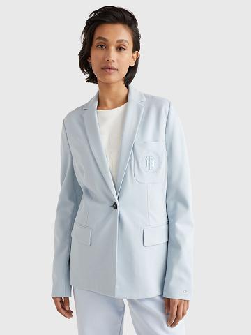 Blazer Tommy Hilfiger TH Embroidered Femme Bleu | FR_W21008
