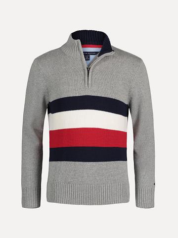 Chandails Tommy Hilfiger Little Flag Quarter-Zip Enfant Grise | FR_B2113
