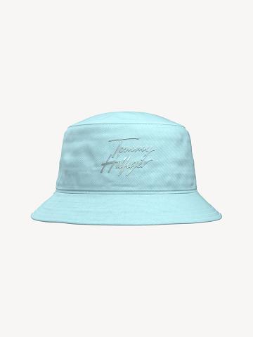 Chapeaux Tommy Hilfiger Signature Bucket Enfant Bleu | FR_B2279