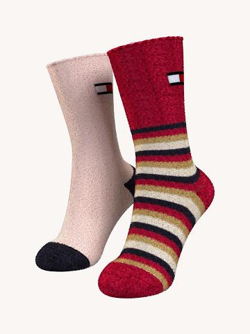Chaussettes Tommy Hilfiger Lounge 2PK Femme Rouge Multicolore Rose | FR_W21663