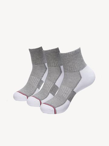 Chaussettes Tommy Hilfiger Quarter Top 3PK Homme Blanche Grise | FR_M31749