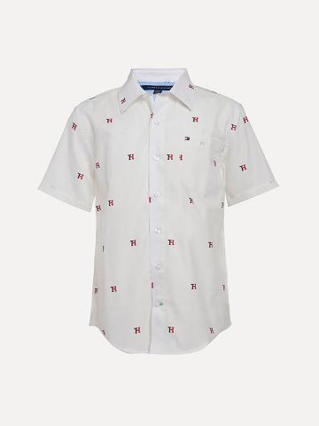 Chemises Tommy Hilfiger Little TH Corta-Sleeve Enfant Blanche | FR_B2085