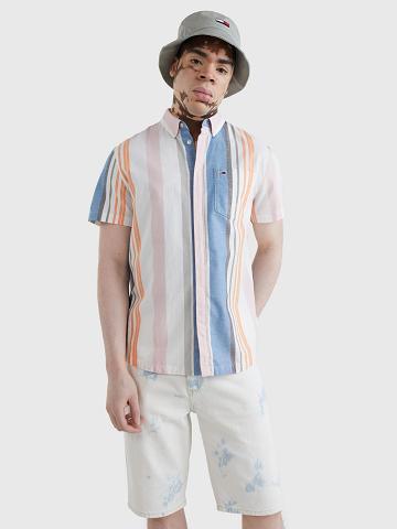 Chemises Tommy Hilfiger Pastel stripe Homme Blanche Multicolore | FR_M31264