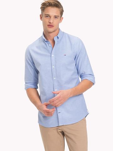 Chemises Tommy Hilfiger Slim fit stretch cotton oxford Homme Bleu | FR_M31281