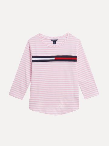 Hauts Tommy Hilfiger Bambin' Stripe Enfant Rose | FR_G1282