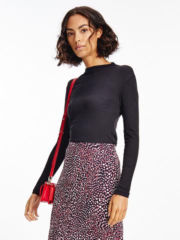 Hauts Tommy Hilfiger Long-Sleeve Stretch Femme Noir | FR_W21500