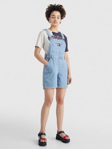 Jupe Tommy Hilfiger Denim Overall Corta Femme Bleu | FR_W21325