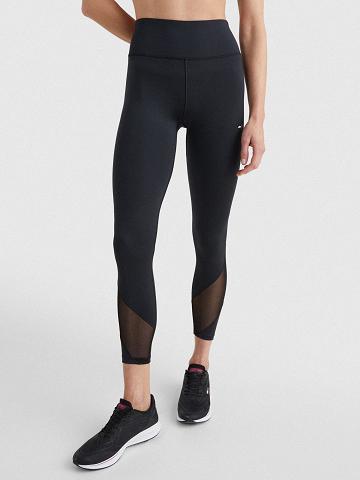 Leggings Tommy Hilfiger High-Taille Mesh Mix Femme Noir | FR_W21225