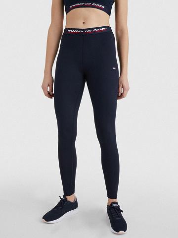 Leggings Tommy Hilfiger Regular-Taille Logo Tape Femme Bleu | FR_W21231