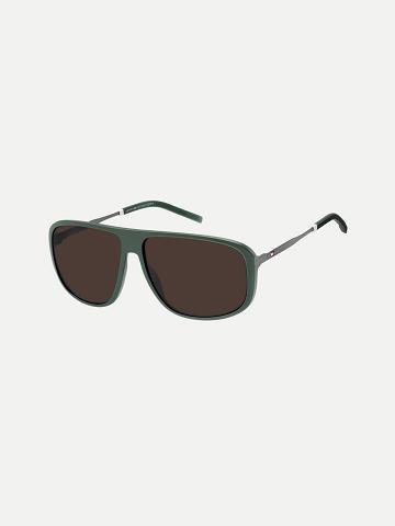 Lunettes de Soleil Tommy Hilfiger Square Retro Homme Vert | FR_M31774