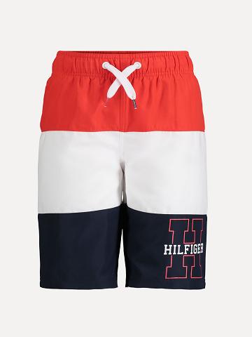 Maillots De Bain Tommy Hilfiger Big Block Stripe Trunk Enfant Rouge | FR_B2143