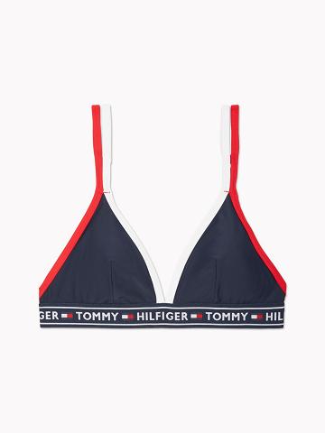 Maillots De Bain Tommy Hilfiger Essential Colorblock Bandeau Bikini Top Femme Bleu Marine | FR_W21415