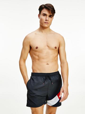 Maillots De Bain Tommy Hilfiger Flag logo 7" swim trunk Homme Noir | FR_M31098