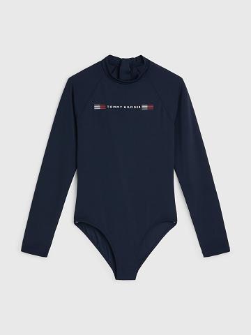 Maillots De Bain Tommy Hilfiger Logo Rashguard Enfant Bleu | FR_G1222