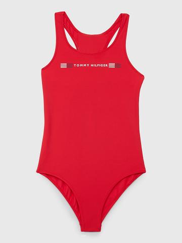 Maillots De Bain Tommy Hilfiger Logo Swimsuit Enfant Rouge | FR_G1223