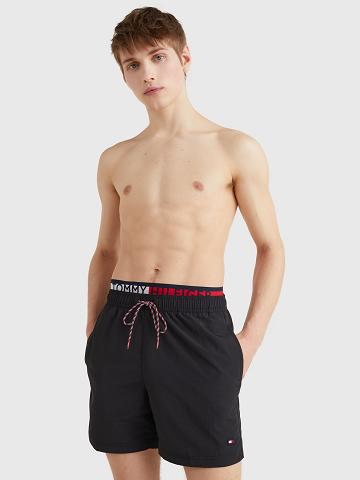 Maillots De Bain Tommy Hilfiger Slim fit 7" double-waist swim trunk Homme Noir | FR_M31108