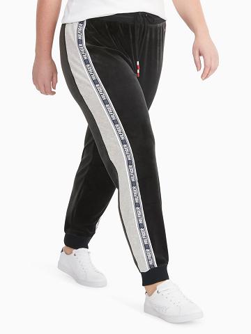 Pantalon Jogging Tommy Hilfiger Essential Curve Logo Tape Femme Noir | FR_W21213