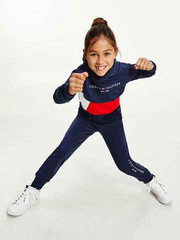 Pantalons Tommy Hilfiger Organic Colorblock Hoodie & Set Enfant Bleu Marine | FR_B2225
