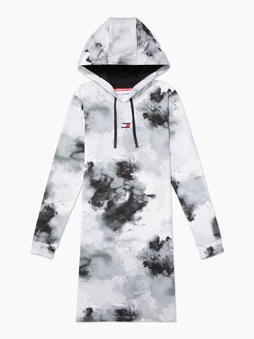 Peignoir Tommy Hilfiger Essential Watercolor Print Hoodie Femme Blanche Noir | FR_W21085