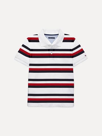 Polos Tommy Hilfiger Big Signature Stripe Enfant Blanche Multicolore | FR_B2061