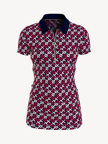 Polos Tommy Hilfiger Essential Monogram Zip Femme Rouge | FR_W21265