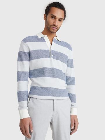 Polos Tommy Hilfiger Regular fit rugby stripe Homme Grise Bleu | FR_M31300