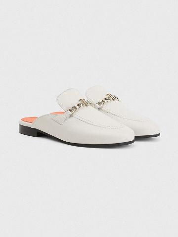Sandales Tommy Hilfiger Cuir Mule Loafer Femme Beige | FR_W21613