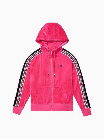 Sweat À Capuche Tommy Hilfiger Essential Drop Shoulder Logo Tape Femme Rose | FR_W21144