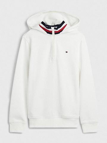 Sweat À Capuche Tommy Hilfiger Half-Zip Enfant Blanche | FR_B2021