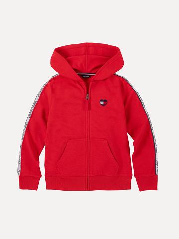 Sweat À Capuche Tommy Hilfiger Little Logo Tape Enfant Rouge | FR_G1096