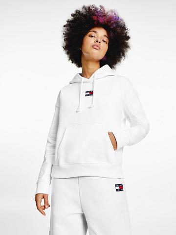 Sweat À Capuche Tommy Hilfiger Organic Coton Tommy Badge Femme Blanche | FR_W21160
