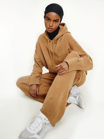 Sweat À Capuche Tommy Hilfiger TH Flex Solid Pull Femme Marron | FR_W21165