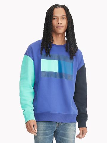 Sweats Tommy Hilfiger Flag colorblock Homme Bleu Multicolore | FR_M31122