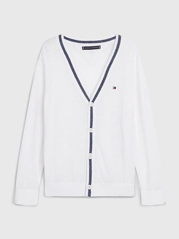 Sweats Tommy Hilfiger Tipped Cardigan Enfant Blanche | FR_B2138