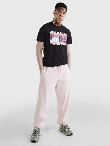 T Shirts Tommy Hilfiger Wave photoprint Homme Noir | FR_M31090