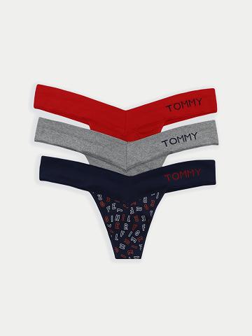 Thongs Tommy Hilfiger Seamless Mix Logo 3PK Femme Bleu Marine | FR_W21577