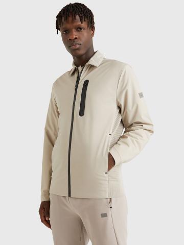 Vestes Tommy Hilfiger Solid zip tech Homme Beige | FR_M31423