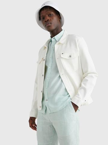 Vestes Tommy Hilfiger White denim trucker Homme Blanche | FR_M31431
